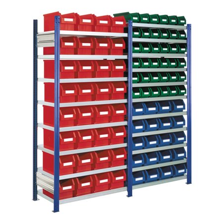 Kappes Steckregal RasterPlan mit Lagersichtkästen Mod. 16 2000 x 2000 x 400 mm GF/AF RAL 5010