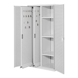 Kappes Vertikalschrank RasterPlan Mod. 80 RAL 7035 Tür innen Lochplatten mit Ausstattung