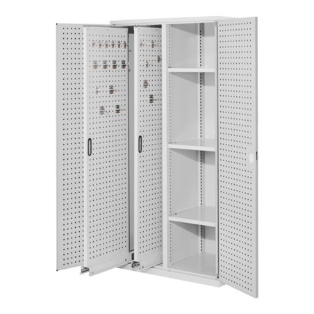 Kappes Vertikalschrank RasterPlan Mod. 80 RAL 7035 Tür innen Lochplatten mit Ausstattung