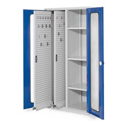 Kappes Vertikalschrank RasterPlan Mod. 80 RAL 7035/5010 Sichtfenstertür mit Ausstattung