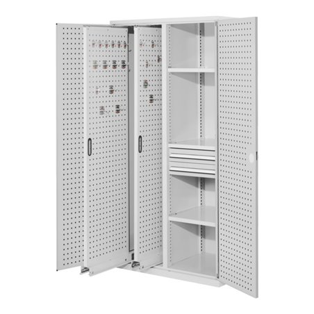 Kappes Vertikalschrank RasterPlan Mod. 81 RAL 7035 Tür innen Lochplatten mit Ausstattung