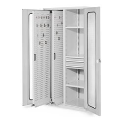 Kappes Vertikalschrank RasterPlan Mod. 81 RAL 7035 Sichtfenstertür mit Ausstattung