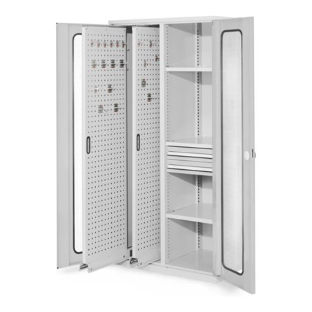 Kappes Vertikalschrank RasterPlan Mod. 81 RAL 7035 Sichtfenstertür mit Ausstattung