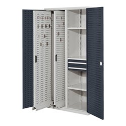 Kappes Vertikalschrank RasterPlan Mod. 81 RAL 7035/7016 Tür innen Lochplatten mit Ausstattung