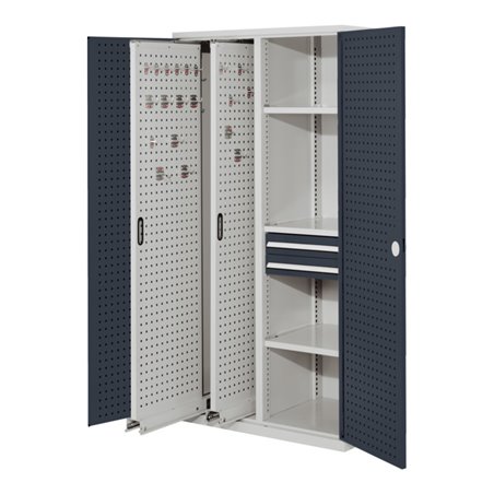 Kappes Vertikalschrank RasterPlan Mod. 81 RAL 7035/7016 Tür innen Lochplatten mit Ausstattung