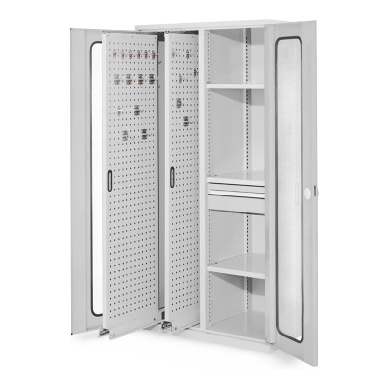 Kappes Vertikalschrank RasterPlan Mod. 82 RAL 7035 Sichtfenstertür mit Ausstattung