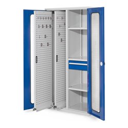 Kappes Vertikalschrank RasterPlan Mod. 82 RAL 7035/5010 Sichtfenstertür mit Ausstattung