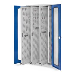 Kappes Vertikalschrank RasterPlan Mod. 83 RAL 7035/5010 Sichtfenstertür mit Ausstattung