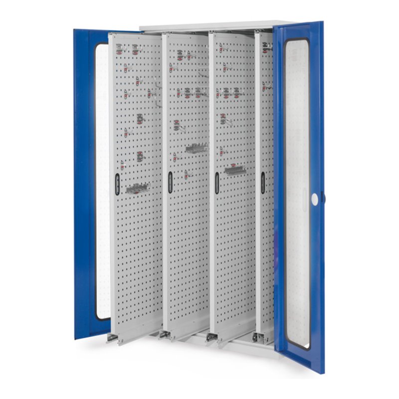 Kappes Vertikalschrank RasterPlan Mod. 83 RAL 7035/5010 Sichtfenstertür mit Ausstattung