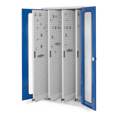 Kappes Vertikalschrank RasterPlan Mod. 83 RAL 7035/5010 Sichtfenstertür mit Ausstattung