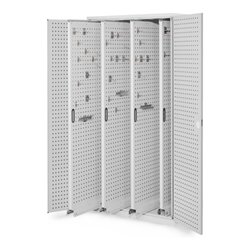 Kappes Vertikalschrank RasterPlan Mod. 83 RAL 7035 Tür innen Lochplatten. mit Ausstattung