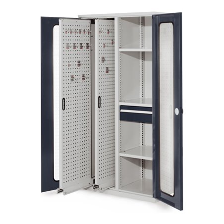 Kappes Vertikalschrank RasterPlan Mod. 82 RAL 7035/7016 Sichtfenstertür mit Ausstattung