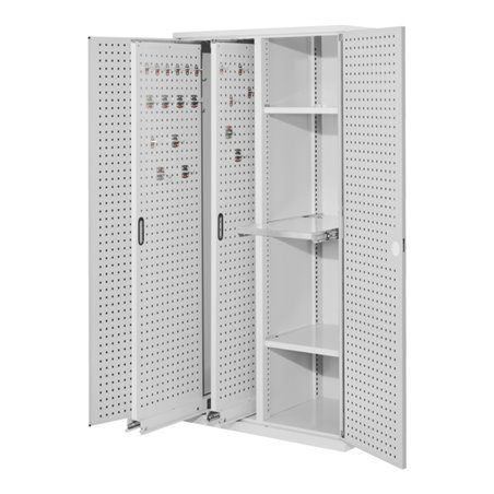 Kappes Vertikalschrank RasterPlan Mod. 84 RAL 7035 Tür innen Lochplatten mit Ausstattung