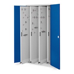 Kappes Vertikalschrank RasterPlan Mod. 83 RAL 7035/5010 Tür innen Lochplatten. mit Ausstattung