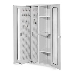 Kappes Vertikalschrank RasterPlan Mod. 84 RAL 7035 Sichtfenstertür mit Ausstattung