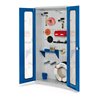 Kappes Werkstückschrank RasterPlan mit Schlitzplattenrückwand RAL 7035/5010 Sichtfenstertüren