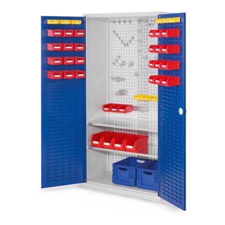 Kappes Werkzeugschrank RasterPlan Mod. 5 T500 mm RAL 7035/5010 Türen innen Schlitzplatten