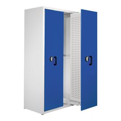 Kappes Zugwagenschrank RasterPlan mit Lochplatten RAL 7035/5010 2 Auszüge