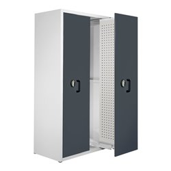 Kappes Zugwagenschrank RasterPlan mit Lochplatten RAL 7035/7016 2 Auszüge