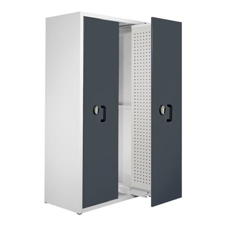 Kappes Zugwagenschrank RasterPlan mit Lochplatten RAL 7035/7016 2 Auszüge