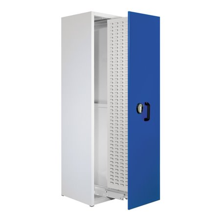 Kappes Zugwagenschrank RasterPlan mit Schlitzplatten RAL 7035/5010 1 Auszug