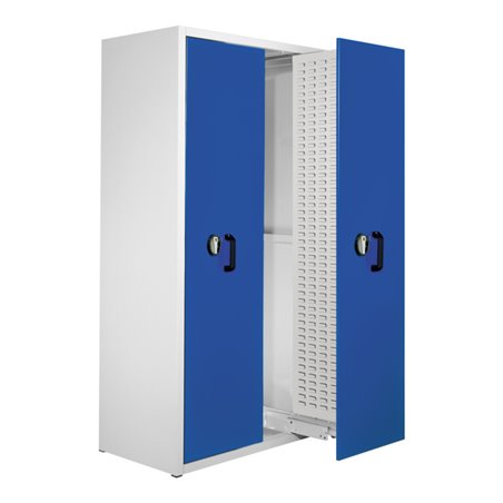 Kappes Zugwagenschrank RasterPlan mit Schlitzplatten RAL 7035/5010 2 Auszüge