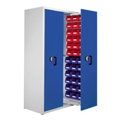 Kappes Zugwagenschrank RasterPlan mit Schlitzplatten RAL 7035/5010 2 Auszüge