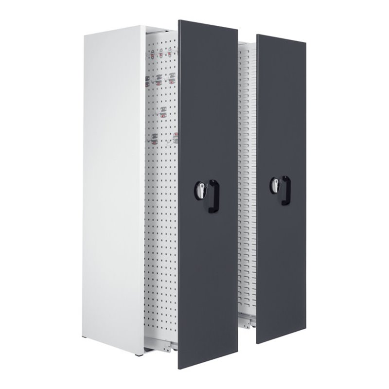 Kappes Zugwagenschrank RasterPlan mit Loch- und Schlitzplatten RAL 7035/7016