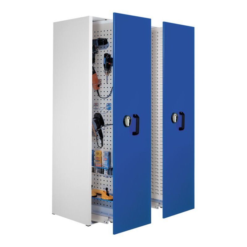 Kappes Zugwagenschrank RasterPlan mit Loch- und Schlitzplatten RAL 7035/5010