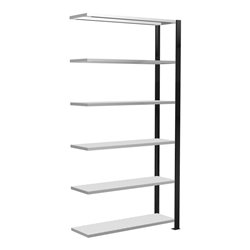 Schulte Anbauregal Stecksystem MULTIplus85, 6 Fachböden, einseitig nutzbar, Tiefe 300 mm, Aussteifung durch Kreuzstrebe, mit Ans