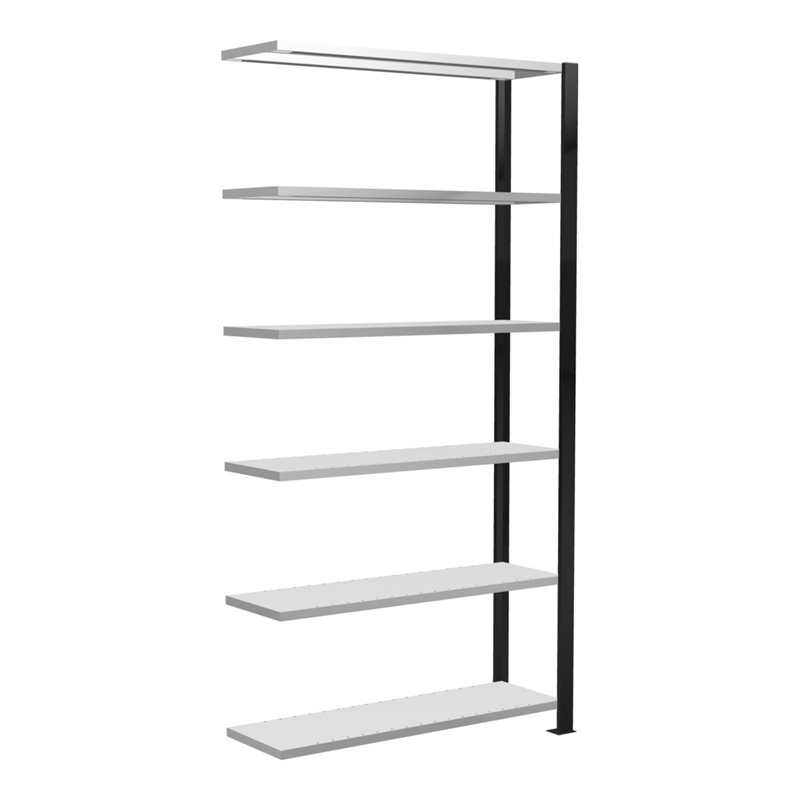 Schulte Anbauregal Stecksystem MULTIplus85, 6 Fachböden, einseitig nutzbar, Tiefe 300 mm, Aussteifung durch Kreuzstrebe, mit Ans