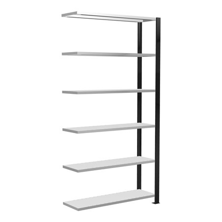 Schulte Anbauregal Stecksystem MULTIplus85, 6 Fachböden, einseitig nutzbar, Tiefe 300 mm, Aussteifung durch Kreuzstrebe, mit Ans