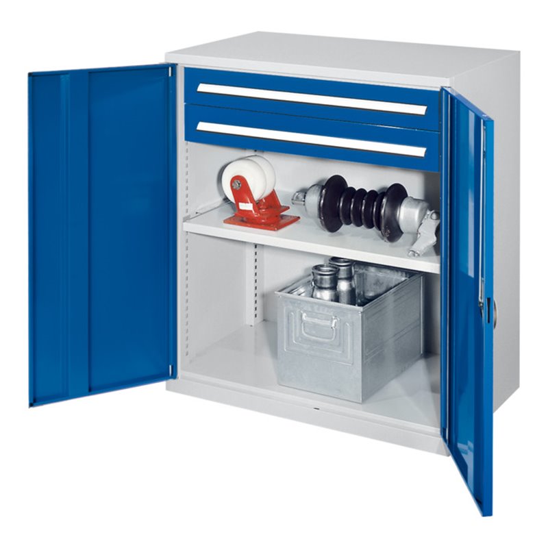 Kappes Schwerlastbeistellschrank Mod. 61 RAL 7035/5010 Vollblechtüren mit Ausstattung