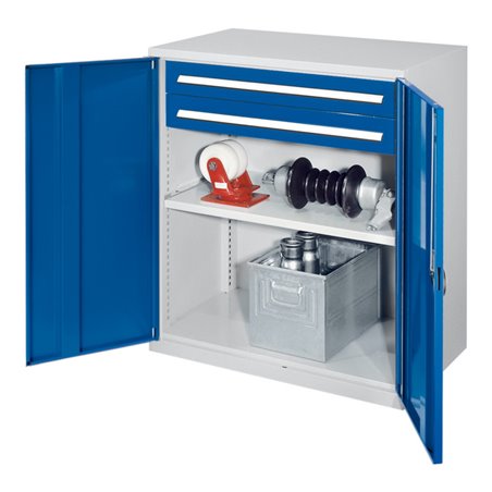 Kappes Schwerlastbeistellschrank Mod. 61 RAL 7035/5010 Vollblechtüren mit Ausstattung