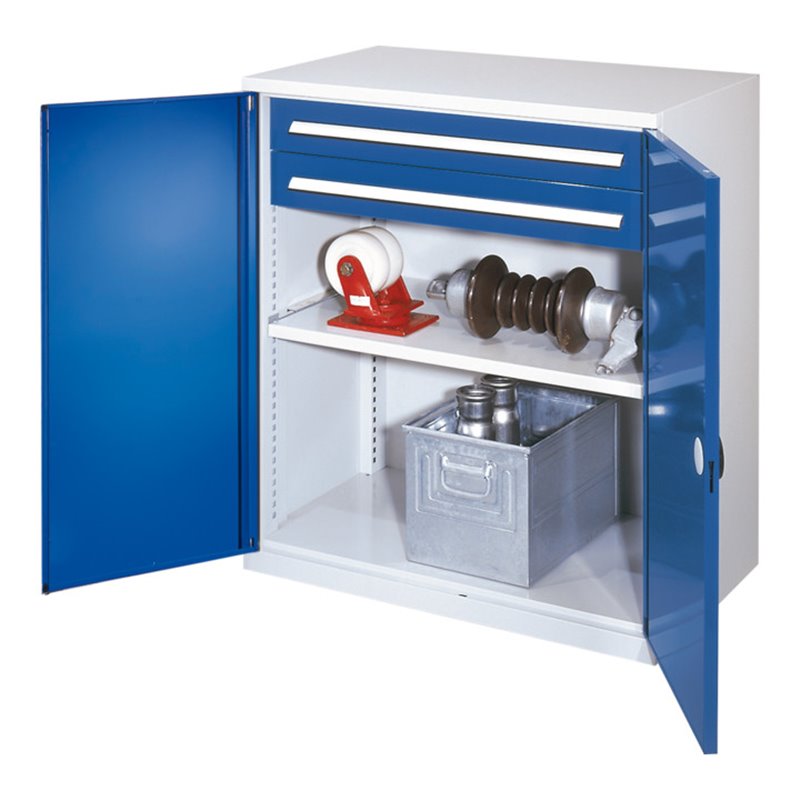 Kappes Schwerlastbeistellschrank Mod. 61 RAL 7035/5010 Doppelwandtüren mit Ausstattung