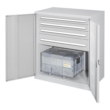 Kappes Schwerlastbeistellschrank Mod. 62 RAL 7035 Vollblechtüren mit Ausstattung