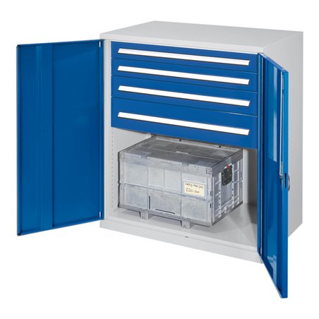 Kappes Schwerlastbeistellschrank Mod. 62 RAL 7035/5010 Vollblechtüren mit Ausstattung