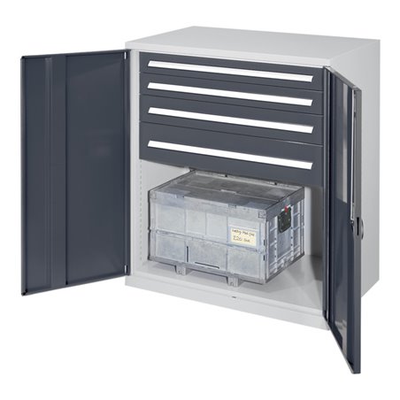 Kappes Schwerlastbeistellschrank Mod. 62 RAL 7035/7016 Vollblechtüren mit Ausstattung