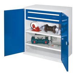 Kappes Schwerlastbeistellschrank Mod. 63 RAL 7035/5010 Doppelwandtüren mit Ausstattung