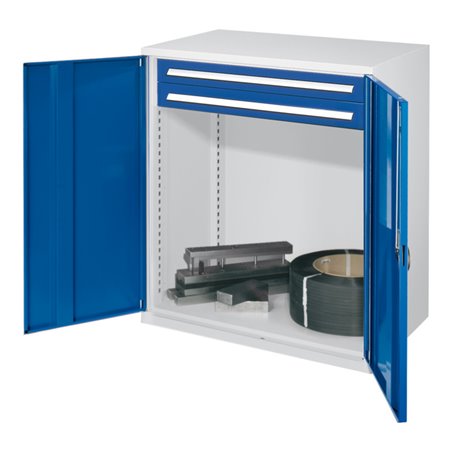 Kappes Schwerlastbeistellschrank Mod. 64 RAL 7035/5010 Vollblechtüren mit Ausstattung