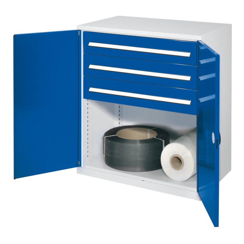 Kappes Schwerlastbeistellschrank Mod. 67 RAL 7035/5010 Doppelwandtüren mit Ausstattung