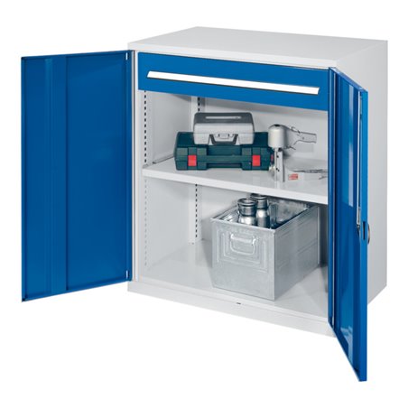 Kappes Schwerlastbeistellschrank Mod. 66 RAL 7035/5010 Vollblechtüren mit Ausstattung