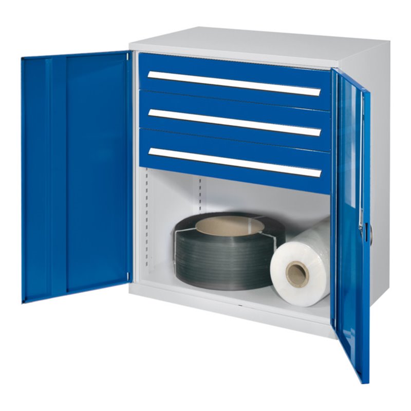 Kappes Schwerlastbeistellschrank Mod. 67 RAL 7035/5010 Vollblechtüren mit Ausstattung