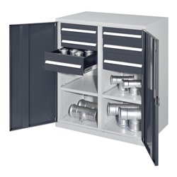 Kappes Schwerlastbeistellschrank Mod. 71 RAL 7035/7016 Vollblechtüren mit Ausstattung