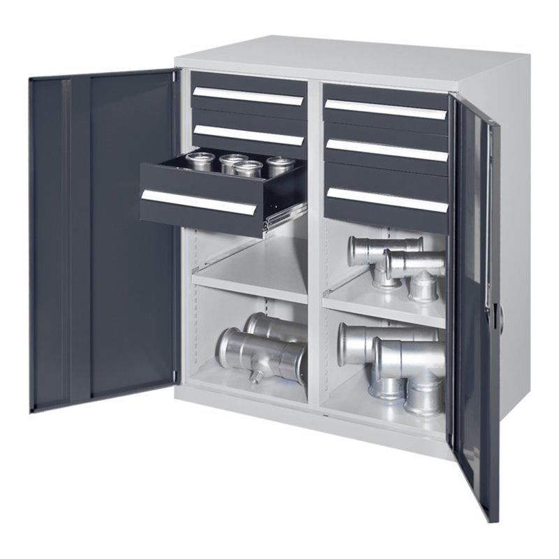 Kappes Schwerlastbeistellschrank Mod. 71 RAL 7035/7016 Vollblechtüren mit Ausstattung