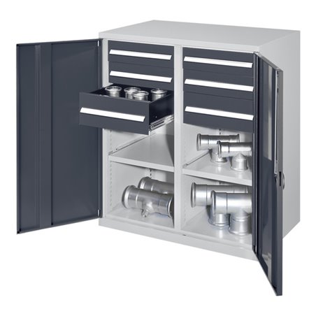 Kappes Schwerlastbeistellschrank Mod. 71 RAL 7035/7016 Vollblechtüren mit Ausstattung