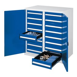 Kappes Schwerlastbeistellschrank Mod. 72 RAL 7035/5010 Doppelwandtüren mit Ausstattung