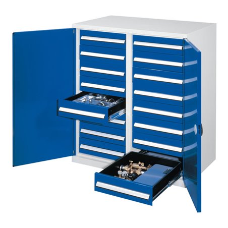 Kappes Schwerlastbeistellschrank Mod. 72 RAL 7035/5010 Doppelwandtüren mit Ausstattung