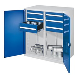 Kappes Schwerlastbeistellschrank Mod. 74 RAL 7035/5010 Doppelwandtüren mit Ausstattung