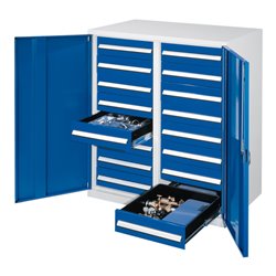 Kappes Schwerlastbeistellschrank Mod. 72 RAL 7035/5010 Vollblechtüren mit Ausstattung